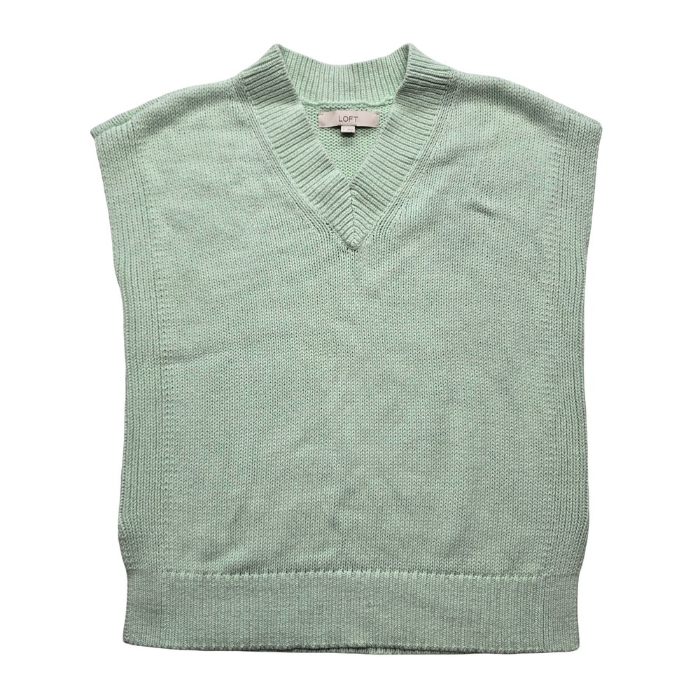LOFT Sweater Vest Sage Green Knit‎ Preppy Minimalist Women's S